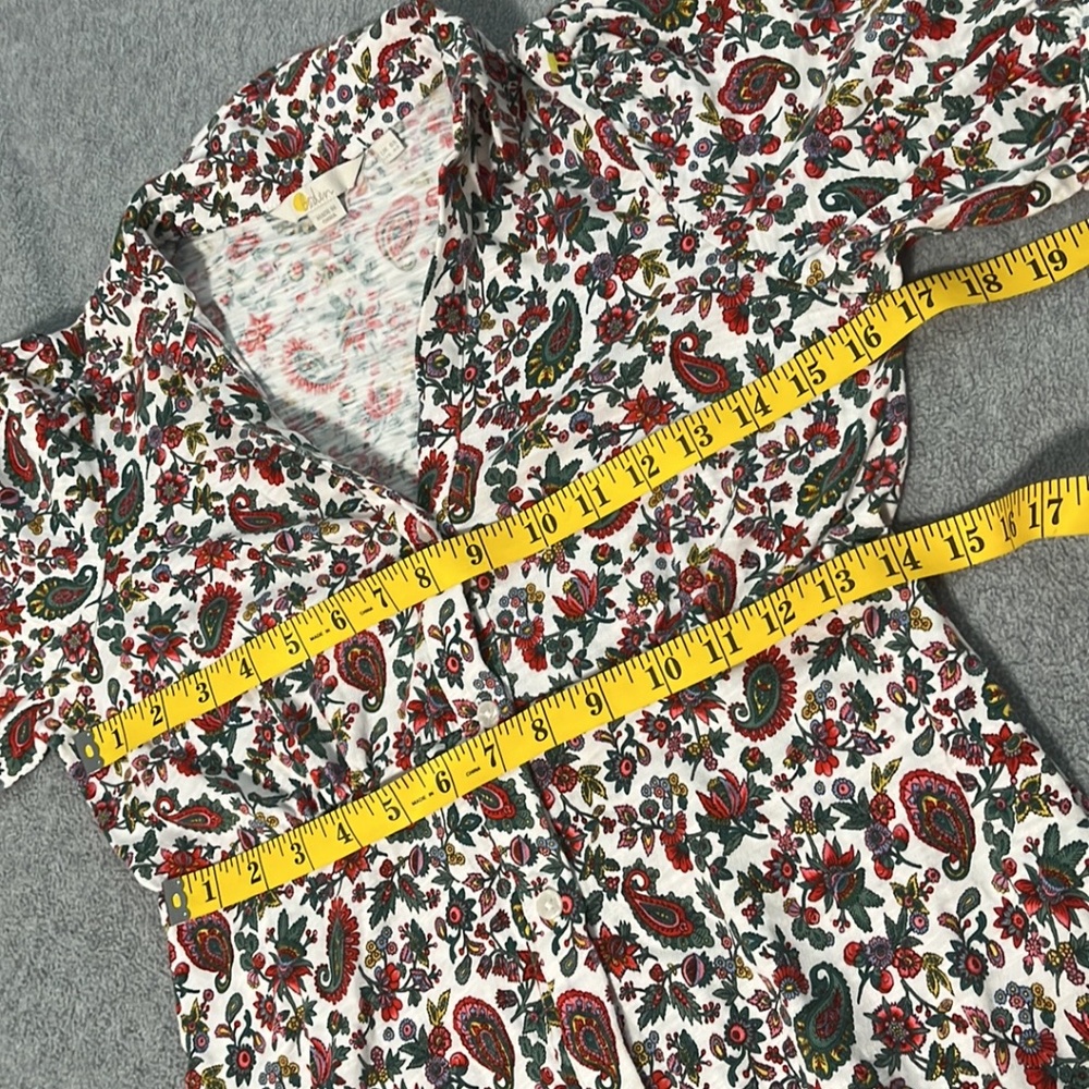 Boden Mini Tea Dress Small Preppy Button Paisley Floral Puff Cotton Casual - Picture 5 of 13